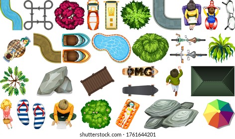 Set of element house decorations isolated illustration