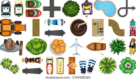 Set of element house decorations isolated illustration