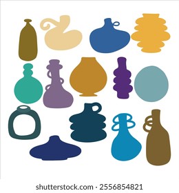 Set element illustration vas boho decoration