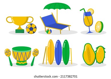 Set of element object of Brazil travel in cartoon flat design, vector illustration