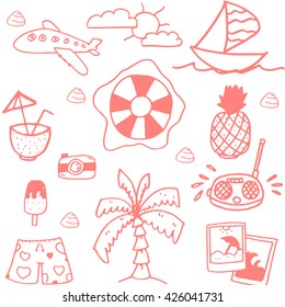 Set element travel doodle of very funny for kids