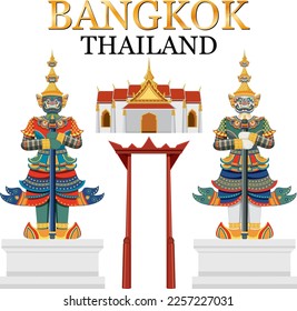 Set of elements about thailand tourist attraction illustration