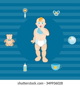 Set of elements for a baby boys