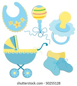 Set of elements for a baby's postcard or other design (EPS10)