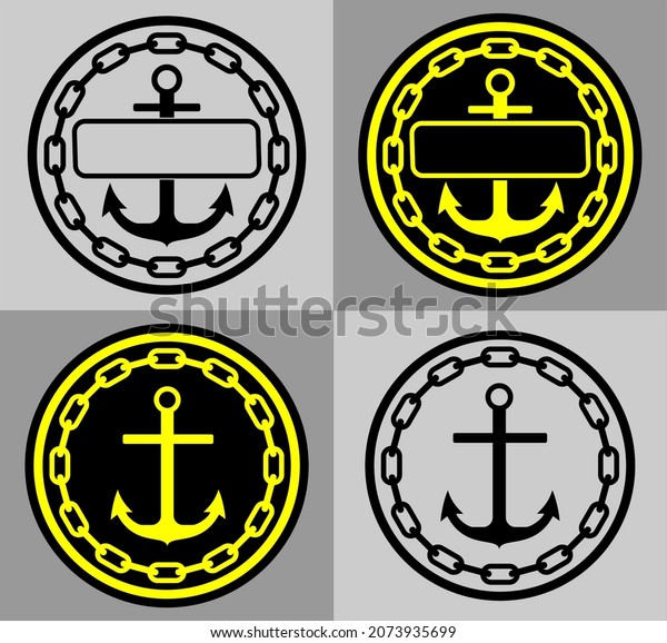 A set of elements based on an anchor and\
chain - for a design on a nautical\
theme