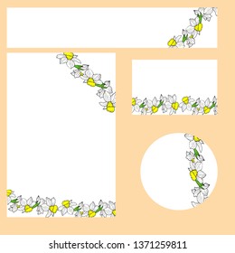
set of elements for business card, invitation, banner with floral decoration