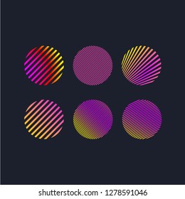 Set elements business color gradient round minimal logos, set circle icons telecommunications, communication, networking, global business company, corporate brand. Vector modern illustration