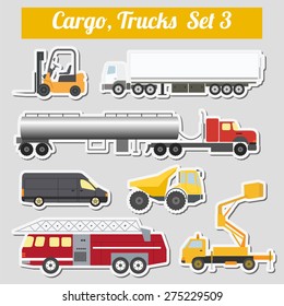 Set of elements cargo transportation: trucks, lorry for creating your own infographics or maps. Vector illustration