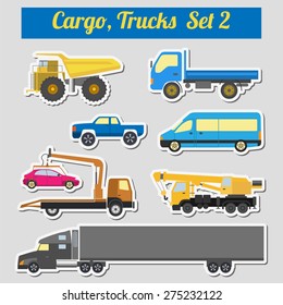 Set of elements cargo transportation: trucks, lorry for creating your own infographics or maps. Vector illustration
