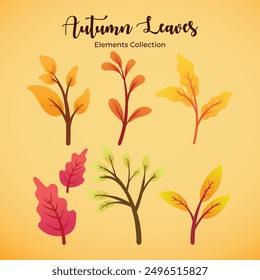 a set elements of cartoon illustration vector autumn leaves for thanksgiving and autumn fall season