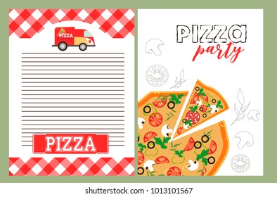 Set of elements for celebrating a pizza party