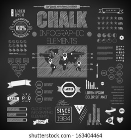 Set elements of  chalk infographics