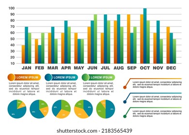 Gráfico de conjunto de elementos para diagramas de infografías gráfico análisis de la exposición de negocios