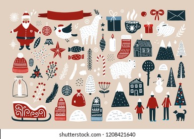 Set of elements for Christmas design. Vector illustration