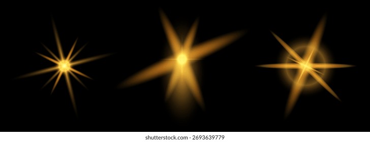 A set of elements. Christmas glitter, shimmering bokeh effects, and glittery texture for your designs. Festive sparkling gold. Holiday illumination for cards, invitations, and banners.