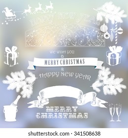 set elements for Christmas and New Year design. vector illustration
