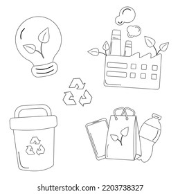 Set of elements for circular processing in outline style. Vector illustration