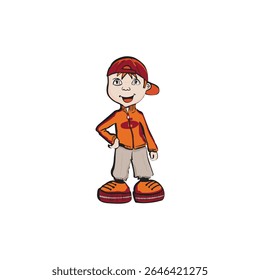 Set of elements for creating boy character animation. Little schoolboy with different emotions, gestures and poses. Arms, legs and other body parts construction. Cartoon flat vector collection