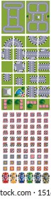 A set of elements for creating a game on an automotive theme. Isolated on white background. Vector illustration.