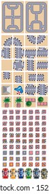 A set of elements for creating a game on an automotive theme. Isolated on white background. Vector illustration.