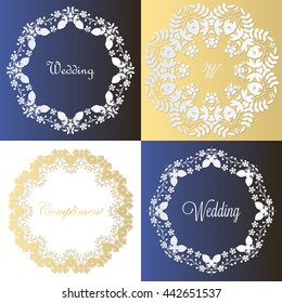 set of elements for the creation of wedding and festive design. stylish wreath for printed products. for congratulations and invitations