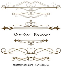 Set of elements for the decor of frames and borders.Elements for design frames and cards.