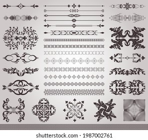 Set of elements decor of holidays and weddings, vector illustrations decoration of books, magazines and backgrounds