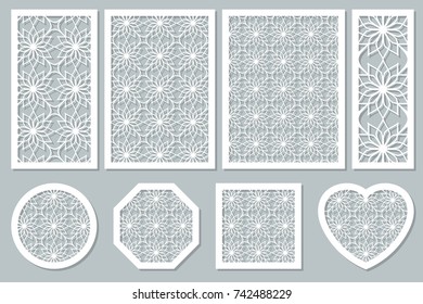 set elements decorative design. geometric ornament pattern. map for laser cutting. circular pattern. Vector illustration.