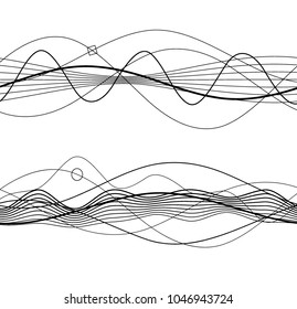 Set Elements design Abstract Broken stripes on white background isolated. Curved wave streak for decor figuration brochure, booklet, poster. Creative art wavy lines theme. Vector illustration eps 10