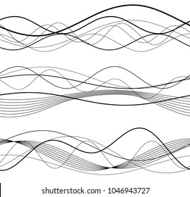 Set Elements design Abstract Broken stripes on white background isolated. Curved wave streak for decor figuration brochure, booklet, poster. Creative art wavy lines theme. Vector illustration eps 10