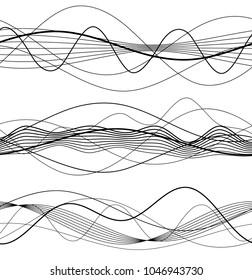 Set Elements design Abstract Broken stripes on white background isolated. Curved wave streak for decor figuration brochure, booklet, poster. Creative art wavy lines theme. Vector illustration eps 10