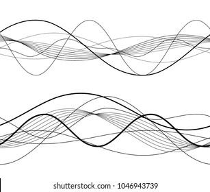 Set Elements design Abstract Broken stripes on white background isolated. Curved wave streak for decor figuration brochure, booklet, poster. Creative art wavy lines theme. Vector illustration eps 10