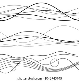 Set Elements design Abstract Broken stripes on white background isolated. Curved wave streak for decor figuration brochure, booklet, poster. Creative art wavy lines theme. Vector illustration eps 10