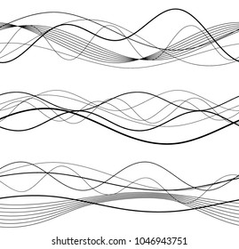 Set Elements design Abstract Broken stripes on white background isolated. Curved wave streak for decor figuration brochure, booklet, poster. Creative art wavy lines theme. Vector illustration eps 10