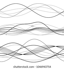 Set Elements design Abstract Broken stripes on white background isolated. Curved wave streak for decor figuration brochure, booklet, poster. Creative art wavy lines theme. Vector illustration eps 10