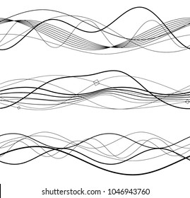 Set Elements design Abstract Broken stripes on white background isolated. Curved wave streak for decor figuration brochure, booklet, poster. Creative art wavy lines theme. Vector illustration eps 10