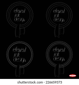 set of elements for design black ribbed ring with tape. vector
