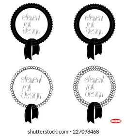 set of elements for design black ribbed ring with tape on white background vector