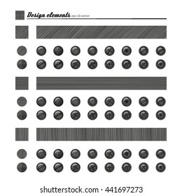 Set of elements for design - buttons and bolts, natural material. A vector.