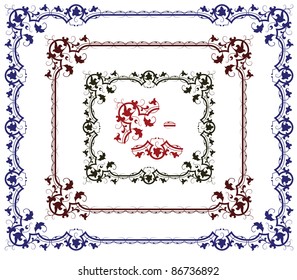 set of elements for design, creating borders, frames and backgrounds