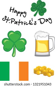 Set of elements for the design to the day of St. Patrick. Vector