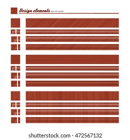 Set of elements for design - decorative border, natural material. A vector.