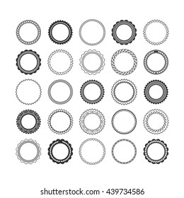 Set of elements for design - decorative round frame and label. A vector.