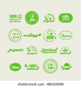 Set of elements for design - ecology, eco-friendly natural products and food. A vector.