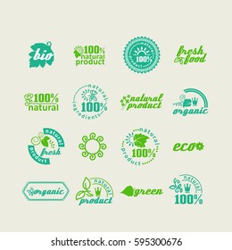 Set of elements for design - ecology, eco-friendly natural products and food. A vector. 
