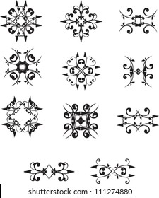 set of elements for the design of the floral stars