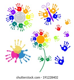 Set elements for design of a handprints