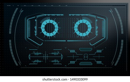A set of elements for the design of interfaces for games and movies of the future, a display for outer space. Futuristic vector hud interface screen design. Business vector concept illustration. Illus
