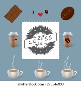 Set of elements for design on the theme of coffee.