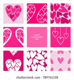 Set of elements for design. Pink hearts. Valentine's day.